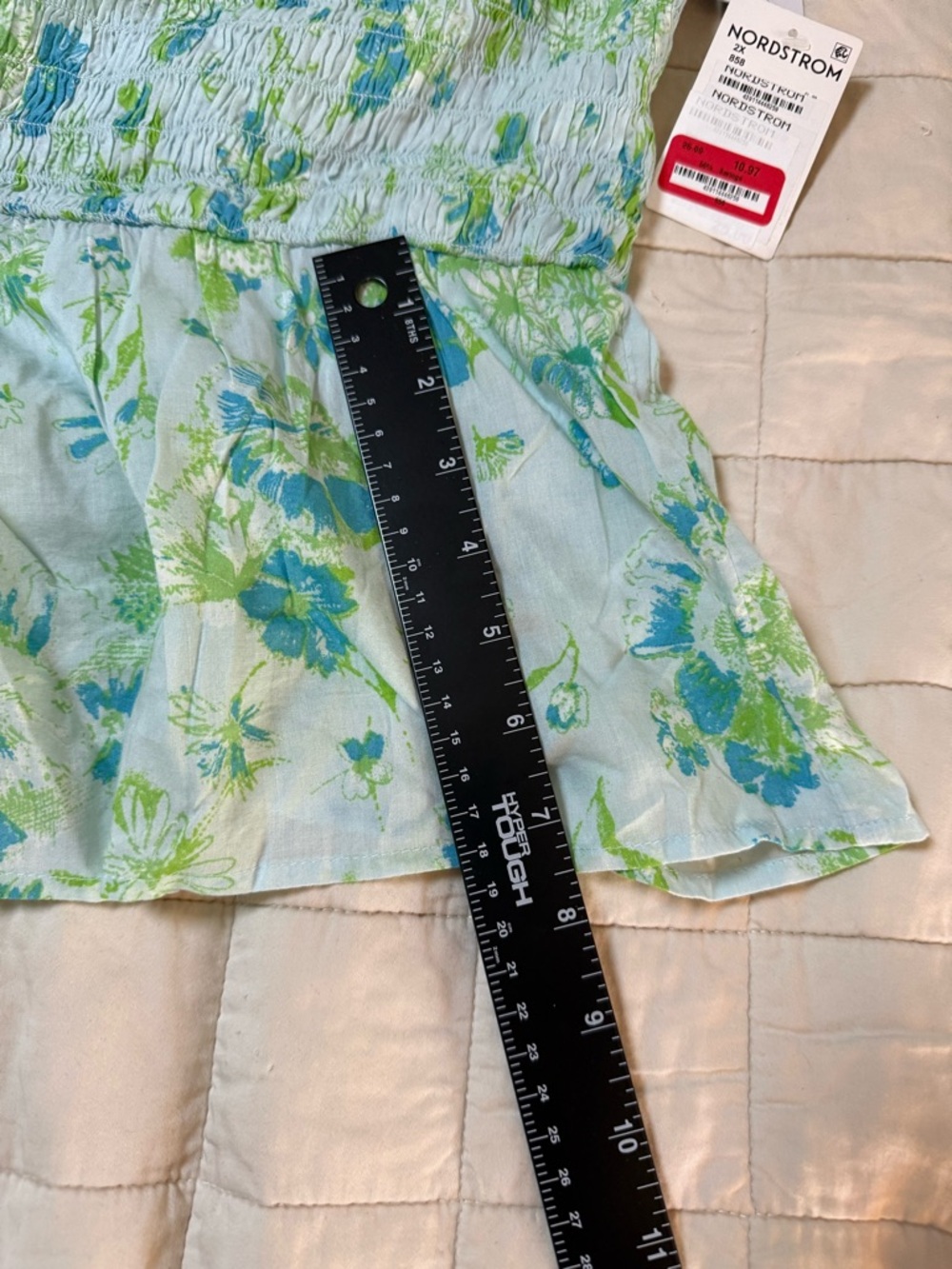 BP Nordstrom Floral Smocked Peplum Cami Top Blue Green Plus Size 2X NWT - Picture 5 of 6